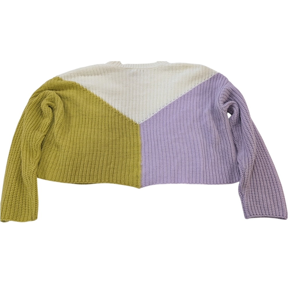 Colorblock Sweater - Cream, Purple, Yellow Crop Women's Large Grandmacore - Picture 11 of 11